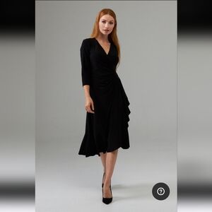 Vintage Black Faux Wrap Maxi Dress
